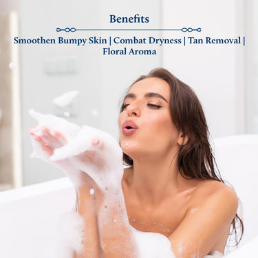 Blue Nectar Exfoliating Body Wash & Scrub for Rough & Bumpy Skin | Madurai Jasmine Tan Removal Body Scrub for Women & Men (10 herbs, 250ml)